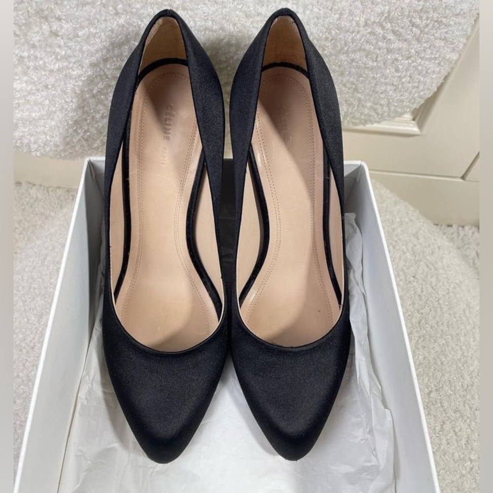 Classic Celine Black Satin Heels